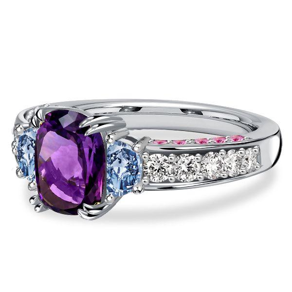 Amethyst Engagement Ring Cushion Cut - 925 Sterling Silver