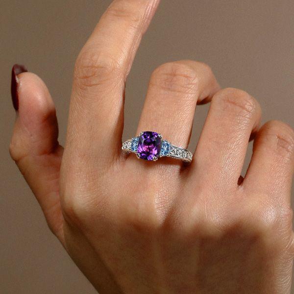 Amethyst Engagement Ring Cushion Cut - 925 Sterling Silver