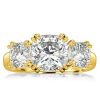 Three Stone Cushion Cut Engagement Ring | 4.00 CT. Center Stone | 18K Gold Plated Sterling Silver