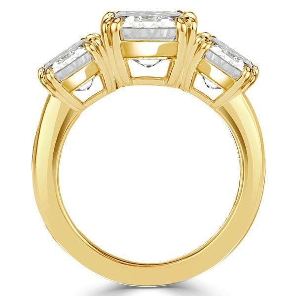 Three Stone Cushion Cut Engagement Ring | 4.00 CT. Center Stone | 18K Gold Plated Sterling Silver