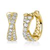 Sterling Silver Pave Crossover Hoop Earrings - Elegant & Sparkling