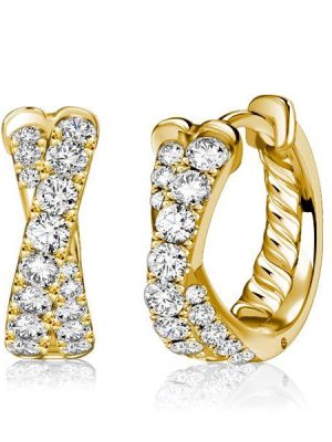 Sterling Silver Pave Crossover Hoop Earrings - Elegant & Sparkling