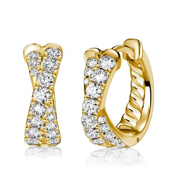 Sterling Silver Pave Crossover Hoop Earrings - Elegant & Sparkling