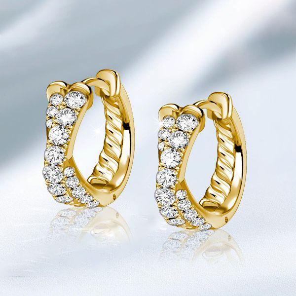 Sterling Silver Pave Crossover Hoop Earrings - Elegant & Sparkling