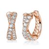 Sterling Silver Pave Crossover Hoop Earrings - Elegant & Sparkling
