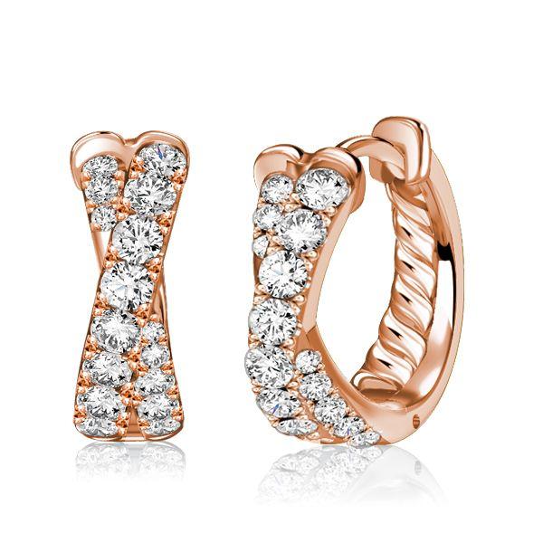 Sterling Silver Pave Crossover Hoop Earrings - Elegant & Sparkling