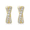 Sterling Silver Pave Crossover Hoop Earrings - Elegant & Sparkling
