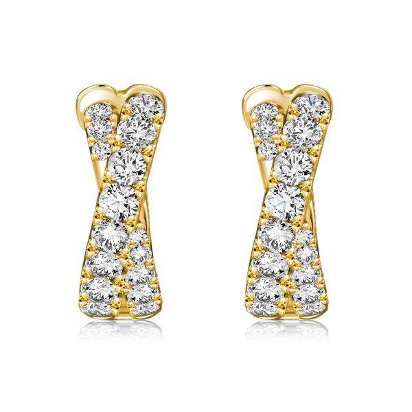 Sterling Silver Pave Crossover Hoop Earrings - Elegant & Sparkling