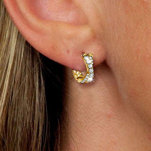 Sterling Silver Pave Crossover Hoop Earrings - Elegant & Sparkling