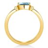 Aquamarine & Emerald Cut 3 Stone Engagement Ring - Bezel Set Sterling Silver