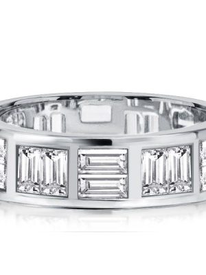 Baguette Cut Eternity Band - 925 Sterling Silver Wedding Ring for Women