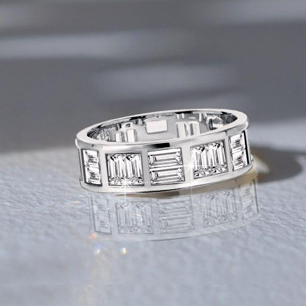 Baguette Cut Eternity Band - 925 Sterling Silver Wedding Ring for Women