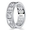 Baguette Cut Eternity Band - 925 Sterling Silver Wedding Ring for Women