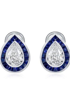 Halo Pear-Shaped Stud Earrings in Sterling Silver
