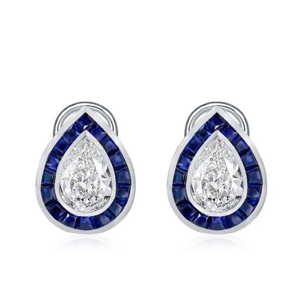Halo Pear-Shaped Stud Earrings in Sterling Silver