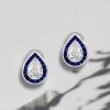 Halo Pear-Shaped Stud Earrings in Sterling Silver
