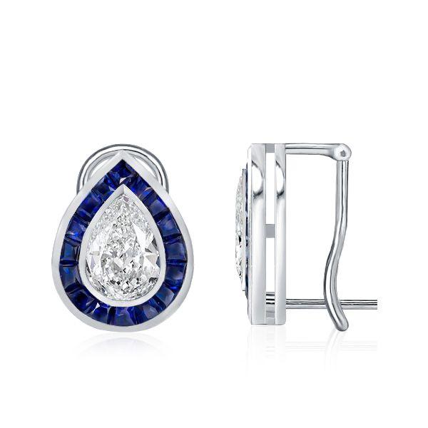 Halo Pear-Shaped Stud Earrings in Sterling Silver
