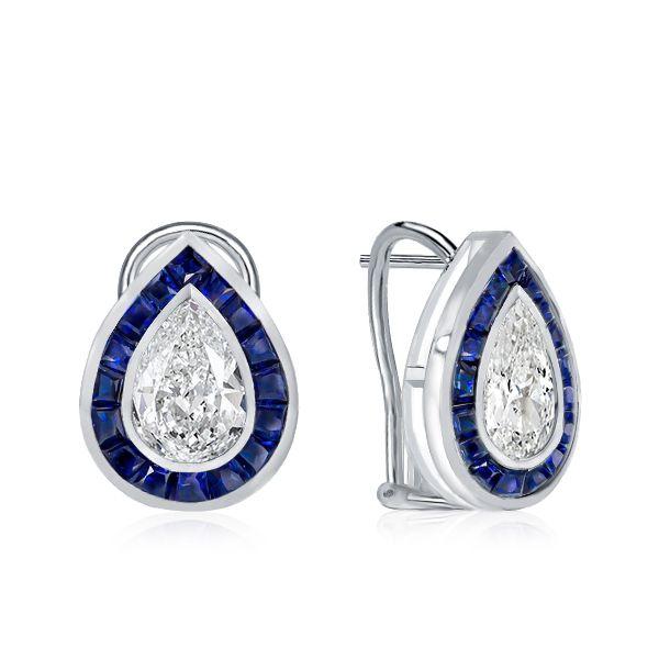 Halo Pear-Shaped Stud Earrings in Sterling Silver