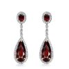 Pear Cut Garnet Drop Earrings in Sterling Silver