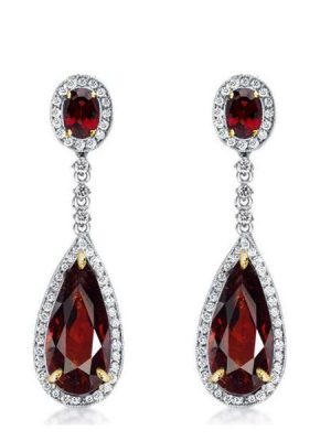 Pear Cut Garnet Drop Earrings in Sterling Silver
