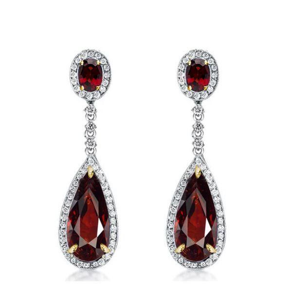 Pear Cut Garnet Drop Earrings in Sterling Silver