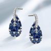 Blue Sapphire Drop Earrings for Women - Sterling Silver Round Dangle Earrings