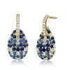 Blue Sapphire Drop Earrings for Women - Sterling Silver Round Dangle Earrings
