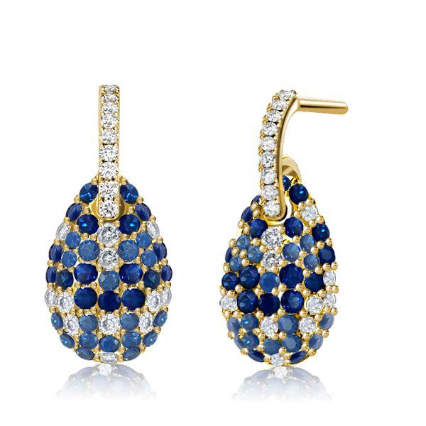 Blue Sapphire Drop Earrings for Women - Sterling Silver Round Dangle Earrings