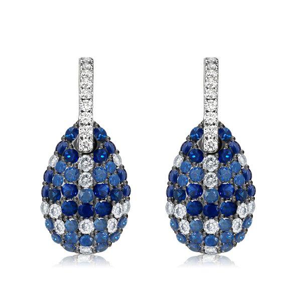 Blue Sapphire Drop Earrings for Women - Sterling Silver Round Dangle Earrings
