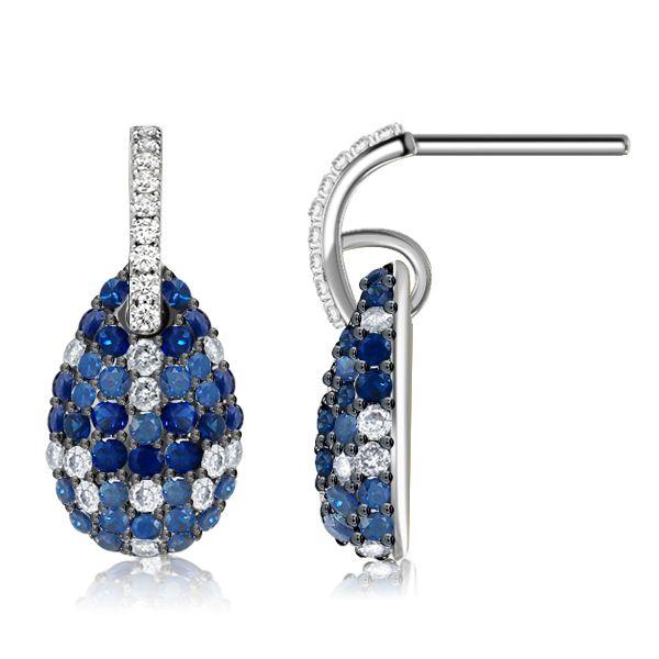 Blue Sapphire Drop Earrings for Women - Sterling Silver Round Dangle Earrings
