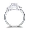 Emerald & White Sapphire Three Stone Engagement Ring - 925 Sterling Silver