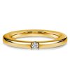 18K Gold Plated Sterling Silver Round Cut White and Blue Sapphire Stackable Band Set