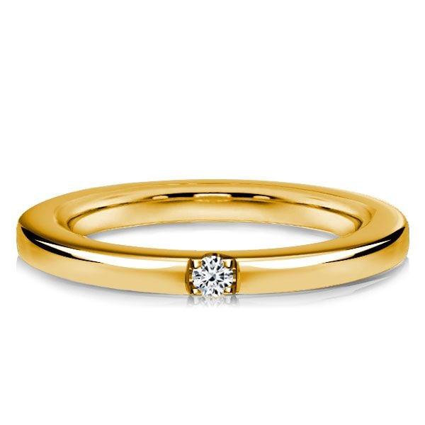 18K Gold Plated Sterling Silver Round Cut White and Blue Sapphire Stackable Band Set