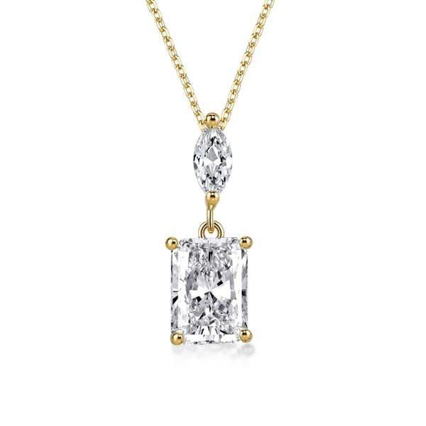 18K Gold Plated Sterling Silver Radiant & Marquise Cut Pendant Necklace