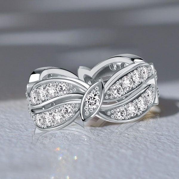 Vintage Round Cut Eternity Band Wedding Ring in 925 Sterling Silver, 1.62 CT. TW.