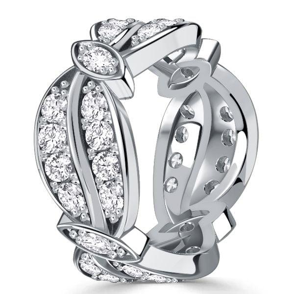 Vintage Round Cut Eternity Band Wedding Ring in 925 Sterling Silver, 1.62 CT. TW.