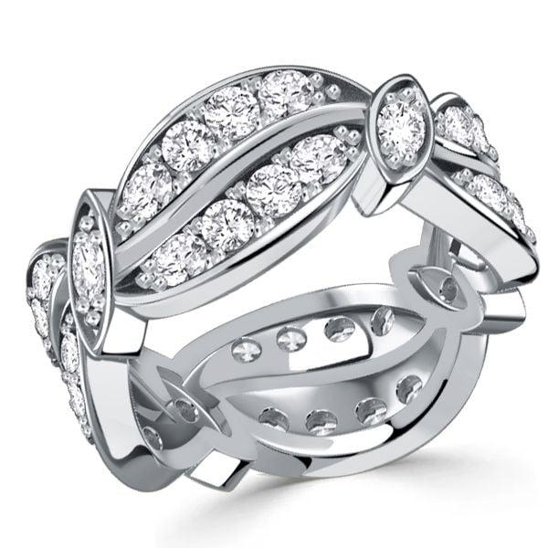 Vintage Round Cut Eternity Band Wedding Ring in 925 Sterling Silver, 1.62 CT. TW.
