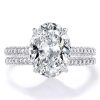 Oval White Sapphire Trio Wedding Set - Sterling Silver & Titanium Matching Rings