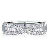 Sterling Silver Criss Cross Baguette Wedding Band for Women