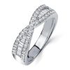 Sterling Silver Criss Cross Baguette Wedding Band for Women