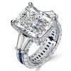 Radiant Cut White Sapphire Three Stone Engagement Ring - Sterling Silver