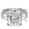 Radiant Cut White Sapphire Three Stone Engagement Ring - Sterling Silver