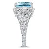 Aquamarine Ring - 925 Sterling Silver 3 Stone Radiant Cut Engagement Ring