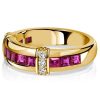 Invisible Set Asscher Cut Ruby Wedding Band in 18K Gold Plated Sterling Silver