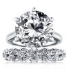 925 Sterling Silver 6 Prong Round Diamond Solitaire Engagement Ring with Rhodium Finish