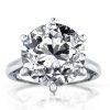 925 Sterling Silver 6 Prong Round Diamond Solitaire Engagement Ring with Rhodium Finish