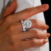 925 Sterling Silver 6 Prong Round Diamond Solitaire Engagement Ring with Rhodium Finish