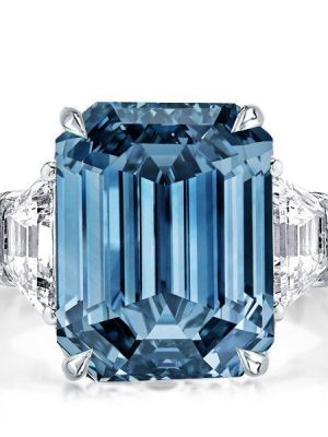 Blue Topaz Emerald Cut Three Stone Ring - 925 Sterling Silver