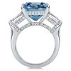 Blue Topaz Emerald Cut Three Stone Ring - 925 Sterling Silver