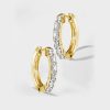 18K Gold Plated Sterling Silver Emerald Cut White Sapphire Hoop Earrings (2.40 CTW)
